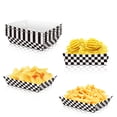 thumbnail image 2 of 6/12 piezas de cajas de comida a cuadros blancos y negros con forma de coche de carreras, bandejas de papel para refrigerios, suministros para fiestas de cumpleaños, soportes de comida para palomitas, 2 of 5