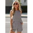 thumbnail image 4 of Casual Two-Piece Set: Grey Sleeveless Top with Pocketed Shorts - [ZhiHiMeRi] | (US 16-18)XL, 4 of 12