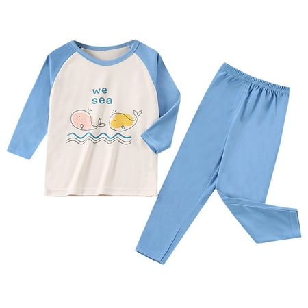 

LIhncine Girls Pajamas Boys Thermal Underwear Girls Homewear Base Pajamas Children s Clothing Baby Toddler Pajamas(Blue 5-6 Years)