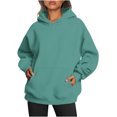 thumbnail image 2 of Winter Savings! Titcea Hoodies for Women Oversized Solid Color Long Sleeve Fleece Sweatshirt Trendy Pullover Sweaters with Pockets, 2 of 6