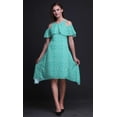 thumbnail image 3 of Bimba Block Printed Womens Ruffle Front Cold Shoulder Swing Shift Dress-Medium, 3 of 6