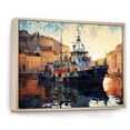 thumbnail image 2 of Designart "Cubist Portraits Fishing Boat Scenes" Coastal Framed Wall Art - Coastal Yellow Coastal Boat Entryway Framed Wall Art Print, 2 of 6