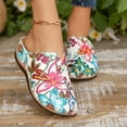 thumbnail image 3 of Pandaie Closed Toe Clogs for Women Flower Print Low Wedge Slip on Mules Shoes Comfortable Backless Dressy Walking Slides Size 6-10, 3 of 8
