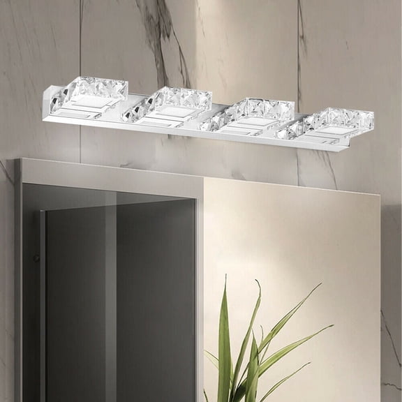 DTREEL 4-Light LED Vanity Light with Crystal Glass Shades