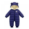 thumbnail image 2 of SYNPOS 0-12 Months Baby Boy Girl Winter Warm Ear Hooded Romper Jumpsuit Jacket Overcoat Thick Down Coat, 2 of 5