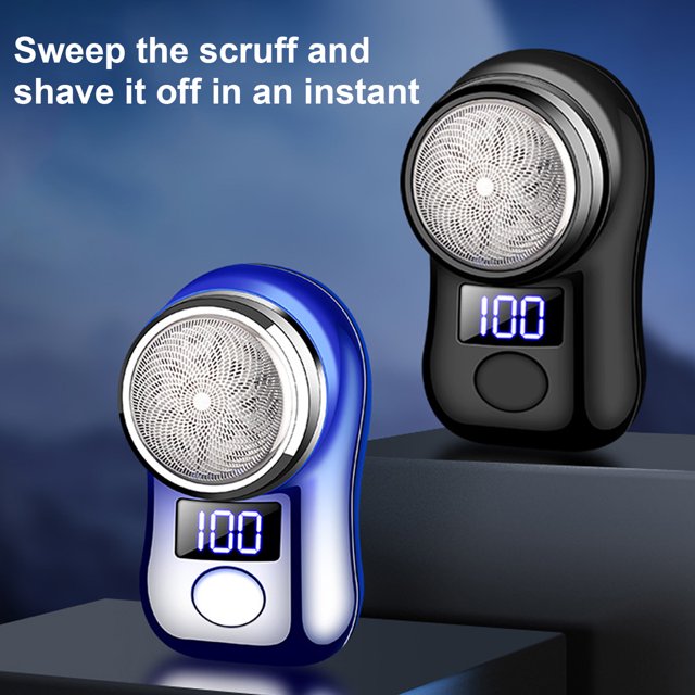 Portable Electric Shaver LED Battery Display USB Rechargeable Waterproof Mini Travel Men Rotary Razor Cordless Hair Beard Trimmer Remover Tool
