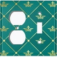 thumbnail image 4 of Metal Light Switch Plate Cover Elegant Yellow Tufted Crown Emerald Damask DAM100, 4 of 13