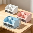 thumbnail image 3 of Desk Organizer with 6 Compartments and 2 Drawers, Plastic Makeup Organizer, Pencil Pen Holder for Desktop Storage, Multi-Functional Desk Organization for Study, Home, Office Supplies,Blue, 3 of 9