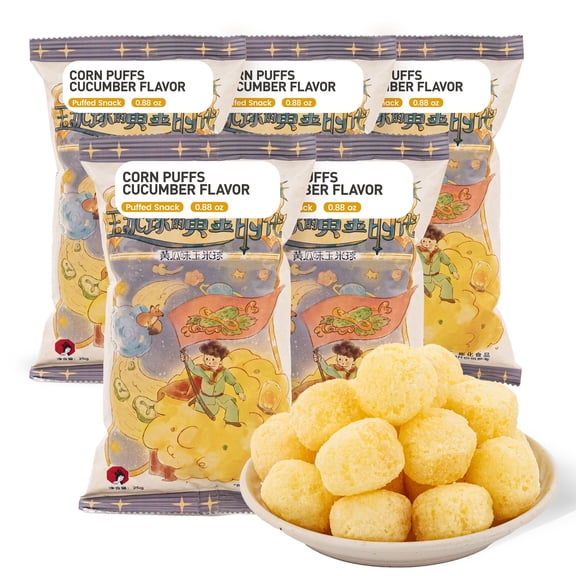 Corn Puffs - Cucumber Flavor, 0.88oz*5【5 Packs】