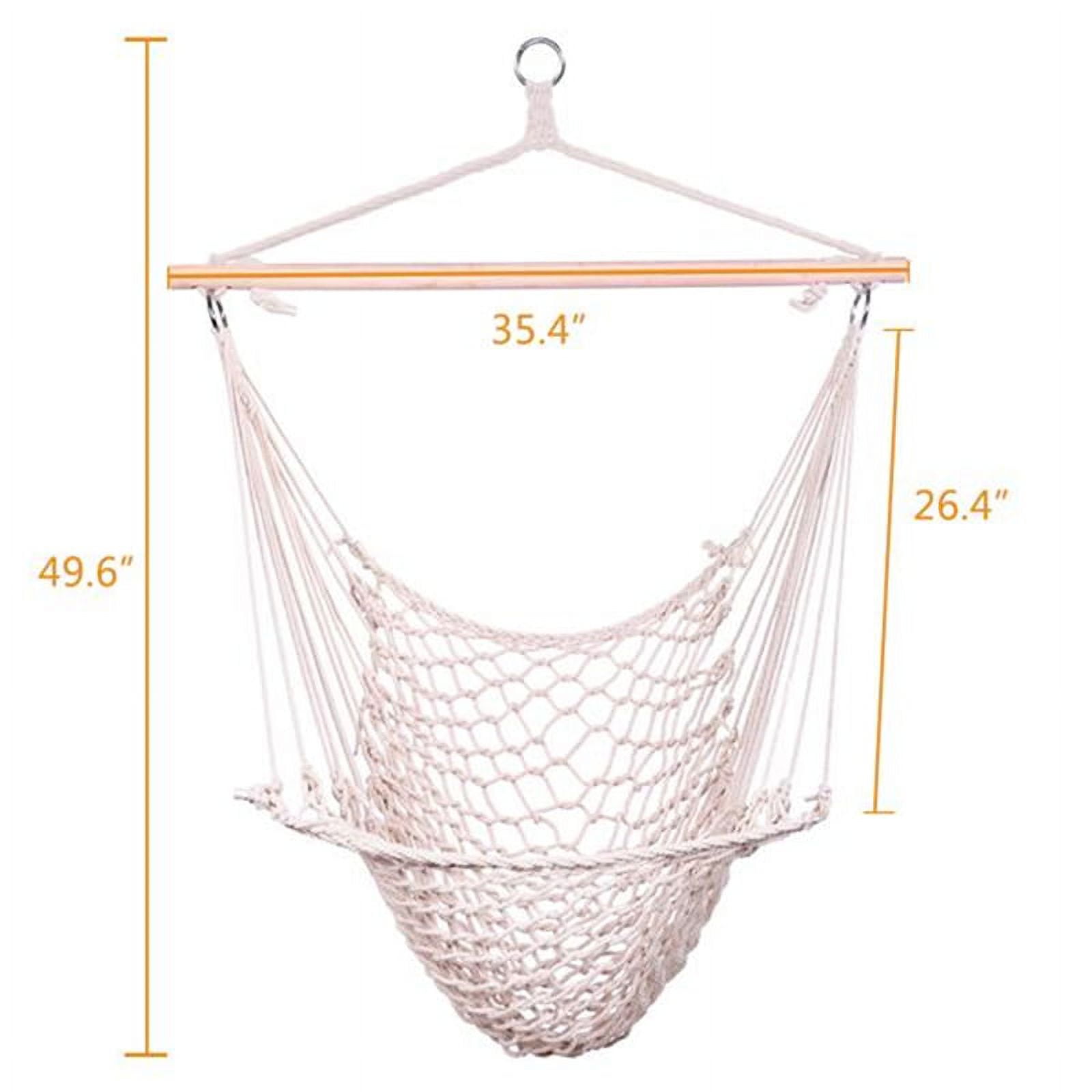 Hammock Swing Chair, Hanging Cotton Rope Macrame Chairs for Outdoor & Indoor, Garden Patio Balcony Living Room Tassels Swing Seat