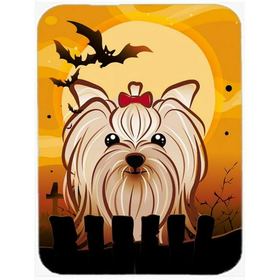 Caroline's Treasures Halloween Yorkie Yorkshire Terrier Glass Cutting Board Large