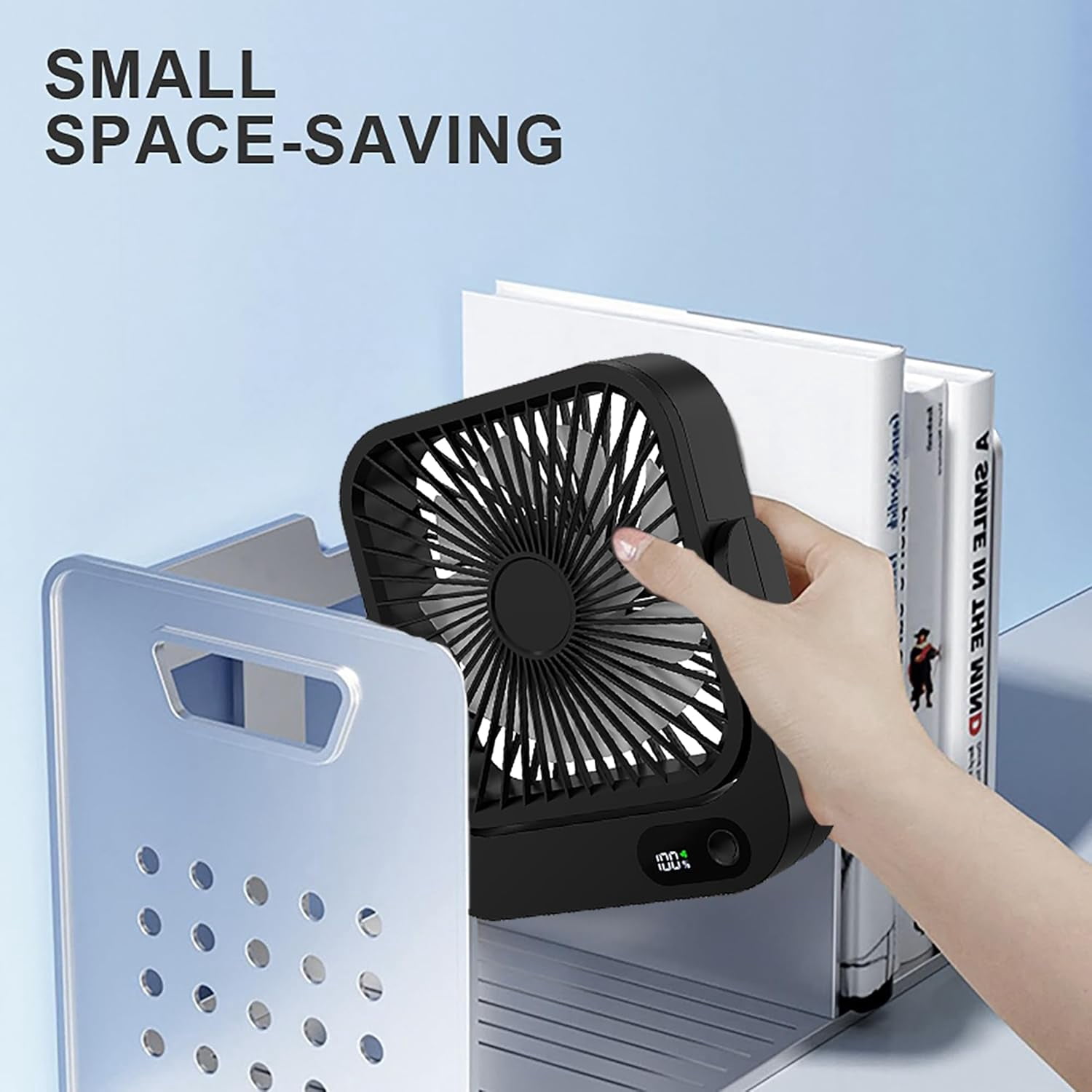 Magnetic Cruise Ship Fan, 5000mAh Battery Operated Portable Fan with 5 Speeds, Magnetically Sticks on Cabin Ceilings and Walls- Black