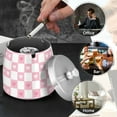 thumbnail image 4 of Yayeee Ashtray with Lid for Cigarette Smokeless Stainless Steel Home Ash Holder, Pink Checkered Heart, 4 of 7