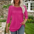 thumbnail image 6 of Huhudde Elegant Pleated Cotton Blouse 3/4 Length Sleeve Solid Color T-Shirt Tuck Detailing Loose Top for Women's Daily Wear, 6 of 17