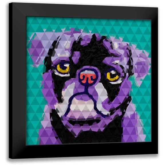 Atelier B Art Studio 12x12 Black Modern Framed Museum Art Print Titled - Geometric Pug
