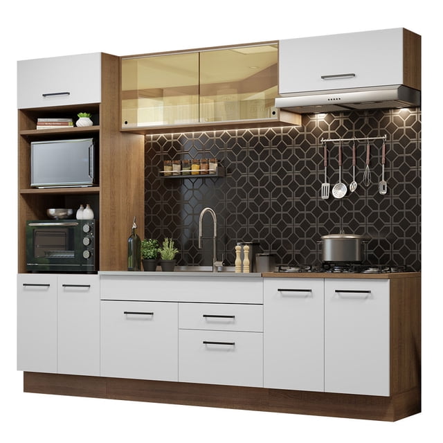 Cocina Integral 270cm Agata Madesa 03 Marrón/Blanco