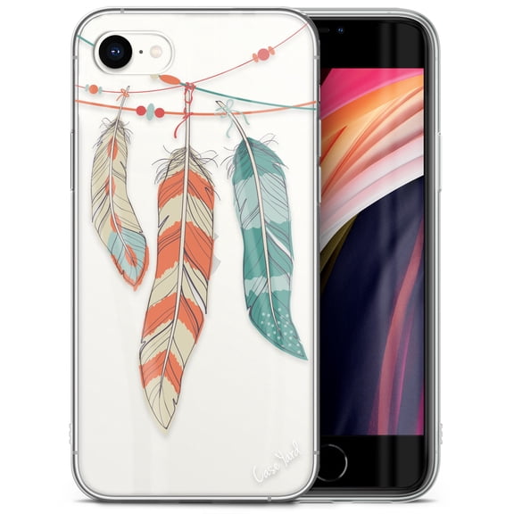 Case Yard iPhone-SE Case Clear Soft & Flexible TPU Ultra Low Profile Slim Fit Thin Shockproof Transparent Bumper Protective Cover Drop Protective Cell Phone Cases (Feather)