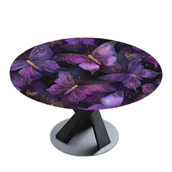 Round Premium Polyester Tablecloth Round Table Cloth Cover For Kitchen And Dining Room Glowing Butterflies