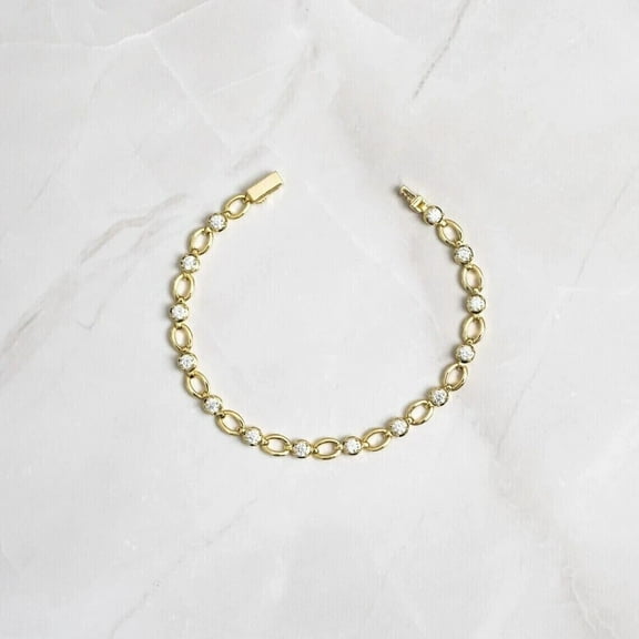 Siddeshwar Jewels 6Ct Natural Moissanite Round Cut Tennis Bracelet Women's in 14K Yellow Gold Plated