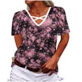 thumbnail image 2 of Tbopshirt Womens Tops,Summer Women V-Neck Print Tees Short Sleeve T Shirt Blouse Loose Tops Short Sleeve V-Neck Blouses & Shirts, 2 of 3
