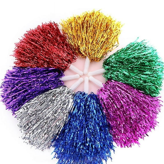 28PCS Cheerleading Pom Poms with Hand Stick Vibrant Colors Sturdy Plastic Ideal for School Sports
