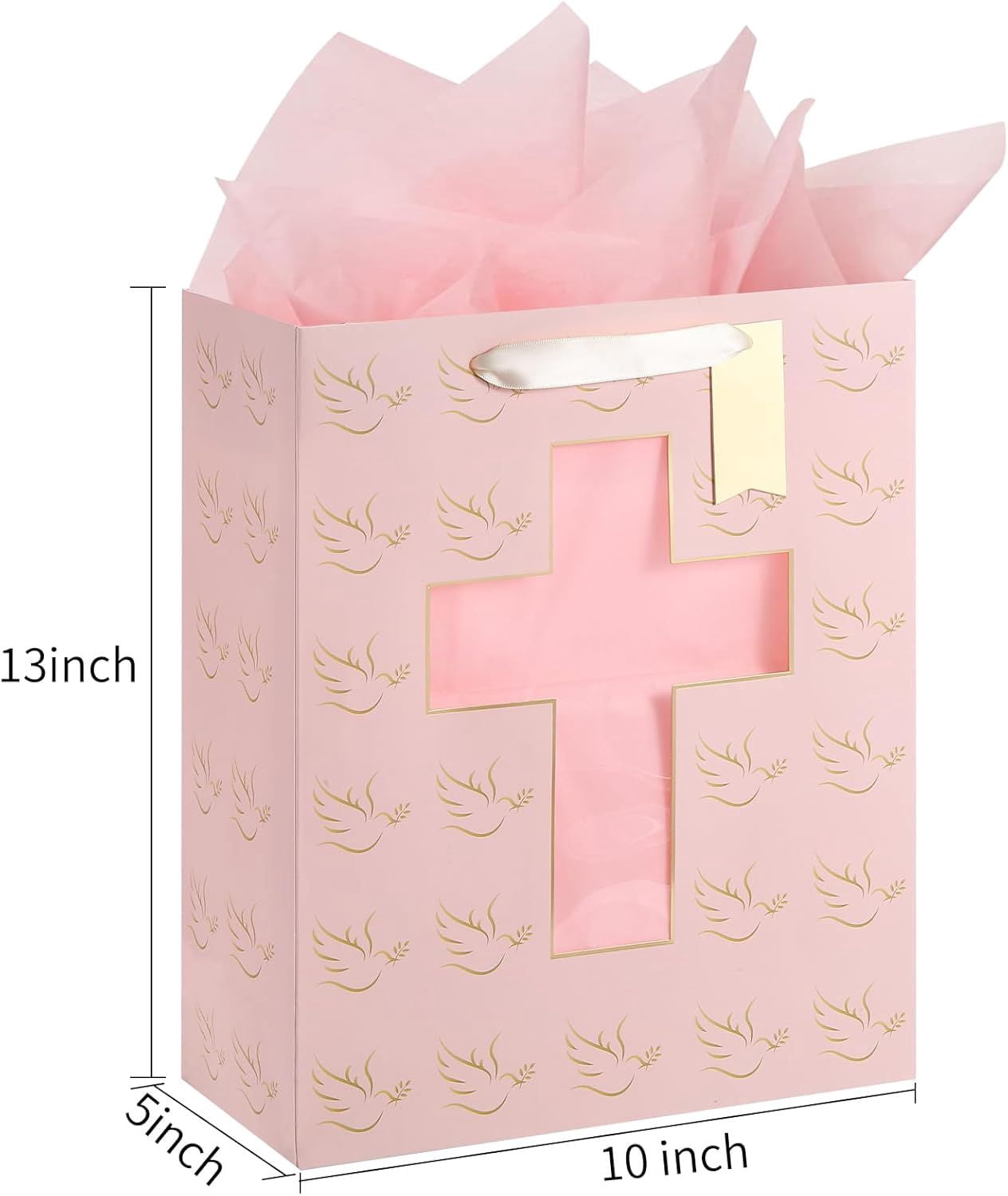Gift Bag, 13" Large Flower Gift Bag, For Easter, Birthdays, Bridal Showers, Weddings, Baby Showers, Mother's Day, 10" x 5" x 13" with Tissue Paper Visit the Sawnfay St