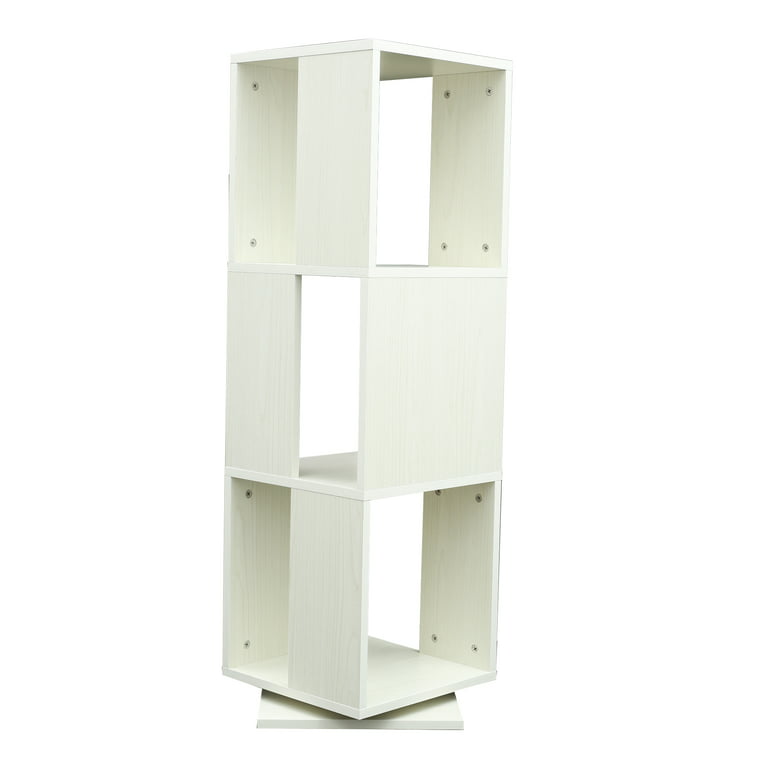 White 3-tiered Rotating Corner Shelf, Rotating Storage Corner