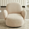 thumbnail image 2 of Hassch Upholstered Swivel Accent Armchair with 360° Rotating Metal Base, Modern Living Room Lounge Chair with Fabric Upholstery & Foam Padding, Beige, 2 of 7