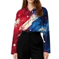 thumbnail image 4 of Domzest 4th Of July Shirts Women 250 Anniversary Usa Graphic Tshirt Patriotic V Neck Long Sleeve Butoon Down Shirts Royal Blue L, 4 of 5