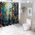 thumbnail image 7 of Orinice Blue Orange Banana Leaves Shower Curtain Forest Purple Leaf Plant Botanical Art Theme Small Window Curtain Bathroom Decor Set with Hooks Waterproof Washable  60x72, 7 of 7