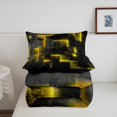 thumbnail image 4 of YST Yellow and Black Geometric Comforter Set Full,3D Square Plaid Bedding Set for Girls Boys,Glowing Neon Geometry Comforter Set Reversible Soft,Abstract Checkered Quilt Bed Set 3Pcs, 4 of 5