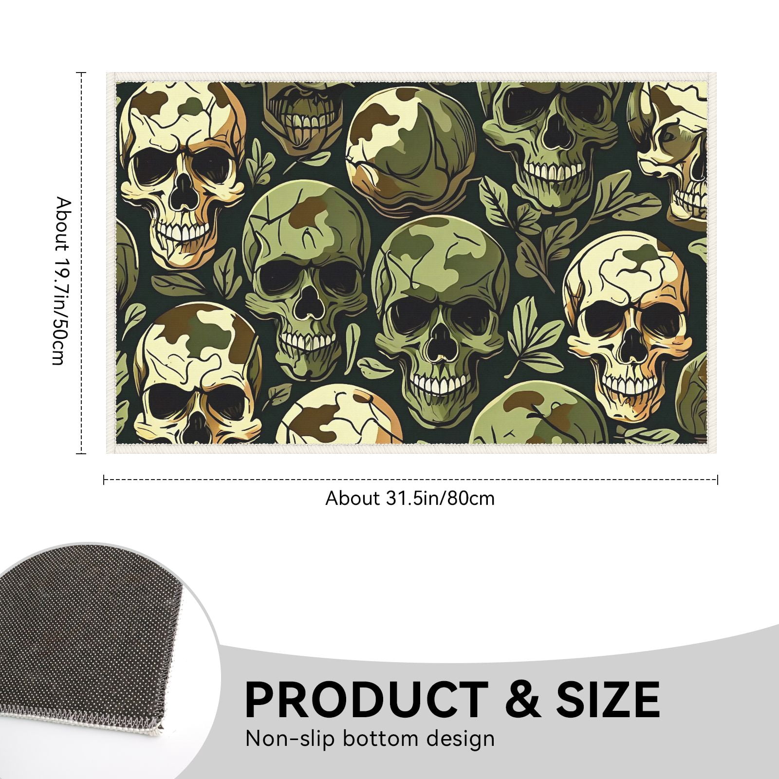 Halloween-themed Indoor Door Mat 19.7x31.5inch Earthy Tones Colorful Skulls Door Mats Wear-Resistant Multifunctional Durable Door Mat for Backyard Indoor Home Entryway Deco