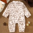 thumbnail image 4 of Faraee Western Cowboy Print Baby Footless Romper Long Sleeve Button Down Newborn Jumpsuit Pajamas Infant Soft One Piece Outfit for 0‑18 Months, 4 of 9