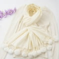 thumbnail image 3 of WREESH Women's Winter Solid Hanging Ball Blanket Scarf, Warm Shawl for Ladies White, 3 of 4