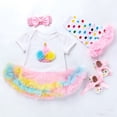 thumbnail image 5 of JAJAHO Infant Baby Girl Clothes Toddler Kids 4 Piece Set Cute Cartoon Print Short Sleeve Letter Tutu Dress With Headband Shoes Leg Warmers 0-24 Months Comfortable Outfit, 5 of 5
