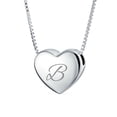 thumbnail image 1 of Personalized Plain Simple Engravable Script Alphabet Letter B Initial Monogram Heart Pendant Necklace Slide Pendant for Women for Girlfriend Polished .925 Sterling Silver Custom Engraved, 1 of 4