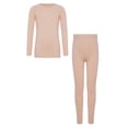 thumbnail image 3 of Haitryli Girls Fleece Figure Skating Outfits Seamless Long Sleeve Top with Pants Set for Gymnastics Ballet Dance Practice A Nude 10-14, 3 of 7