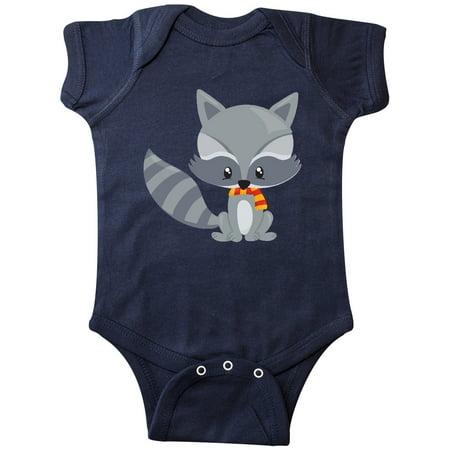 

Inktastic Cute Raccoon Wearing A Striped Scarf Gray Raccoon Gift Baby Boy or Baby Girl Bodysuit