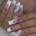 thumbnail image 2 of 24Pcs Square False Nails with Glue Wearable Red Long Coffin Fake Nails Rhinestone Design Ballet Full Cover Press on Nails Tips, 2 of 6