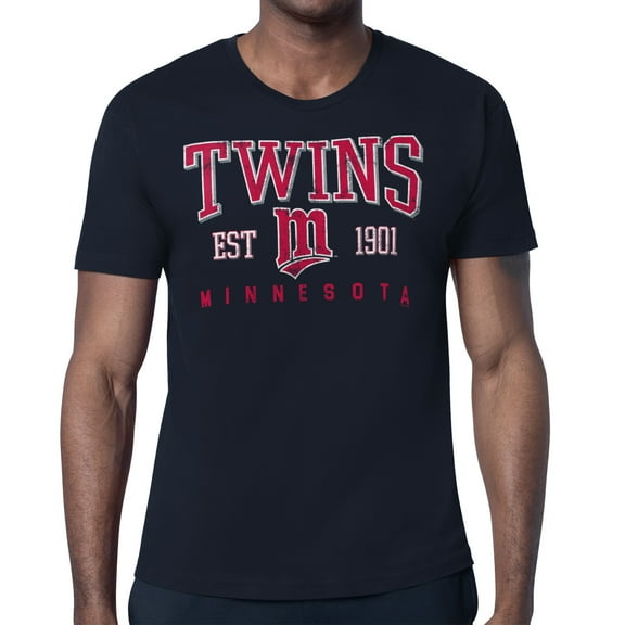 Men's-Starter Navy Minnesota Twins Distressed Logo T-Shirt
