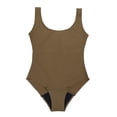 thumbnail image 5 of Athletic One Piece Swimsuit for Teen Girls - Solid Black & Brown Racerback Bathing Suit, Sizes 7-16, 5 of 9