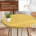 thumbnail image 5 of Solid Color Round Fitted Table Cover Yellow Waterproof Table Cloth with Elastic Edge Wipeable Tablecloth for Picnic Camping Party Fits 55"-60" Diameter, 5 of 8