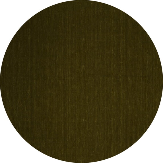 Ahgly Company Indoor Round Abstract Yellow Contemporary Area Rugs, 7' Round