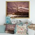 thumbnail image 3 of Lighthouse Shining Light During Stormy Clouds Night I 32 in x 24 in Framed Painting Canvas Art Print, by Designart, 3 of 4