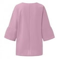 thumbnail image 5 of Ruyang Women's Casual Cotton Linen Shirts, Summer Women 3/4 Sleeve Crew Neck Loose Fit T Shirts Side Split Blouse Tunic Tops, 5 of 5