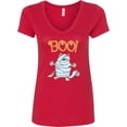 thumbnail image 3 of Inktastic Boo with Mummy Cat Women's V-Neck T-Shirt, 3 of 5