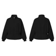 thumbnail image 4 of WIZUTIZ Women's Solid Color Zip Up Stand Collar Sweatshirt Jacket Elastic Cinched Waist Long Sleeve Casual Sporty Outerwear with Pockets, 4 of 8
