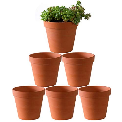 Yishang Large Terracotta pos with Drainage Hole and Saucers,Ceramic Clay Planter Pots for Indoor/Outdoor Plants,6 Inch & 7 Inch & 8 Inch,Set of 3
