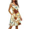 thumbnail image 2 of FKELIY Thanksgiving Sleeveless Dresses for Women Stretchy Sleeveless Midi Dress Size XL Durable Fall Mpale Leaves Tank Dress for Work, 2 of 4