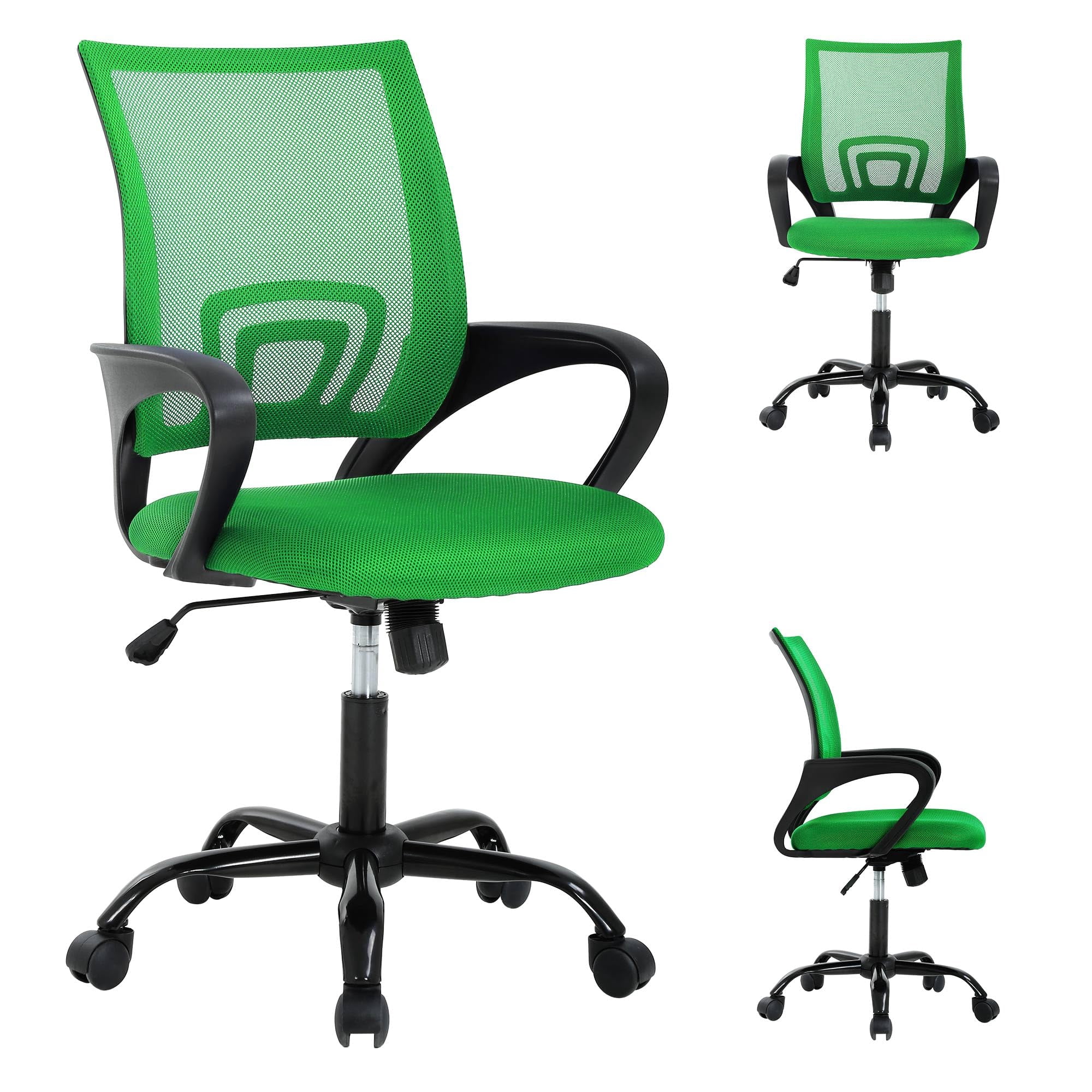 CL.HPAHKL Ergonomic Office Chair Set of 2, Mesh Computer Desk Chair with Mid-Back Support & Armrests, Adjustable Height Swivel Task Chair for Home Office, Study, Gaming, Green